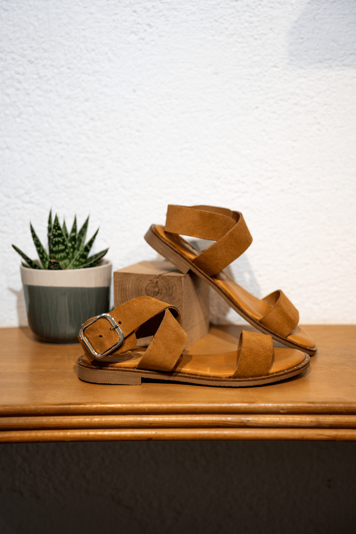 Kaola Sandales en cuir - modèle Ser Camel - Nappa Maroquinerie