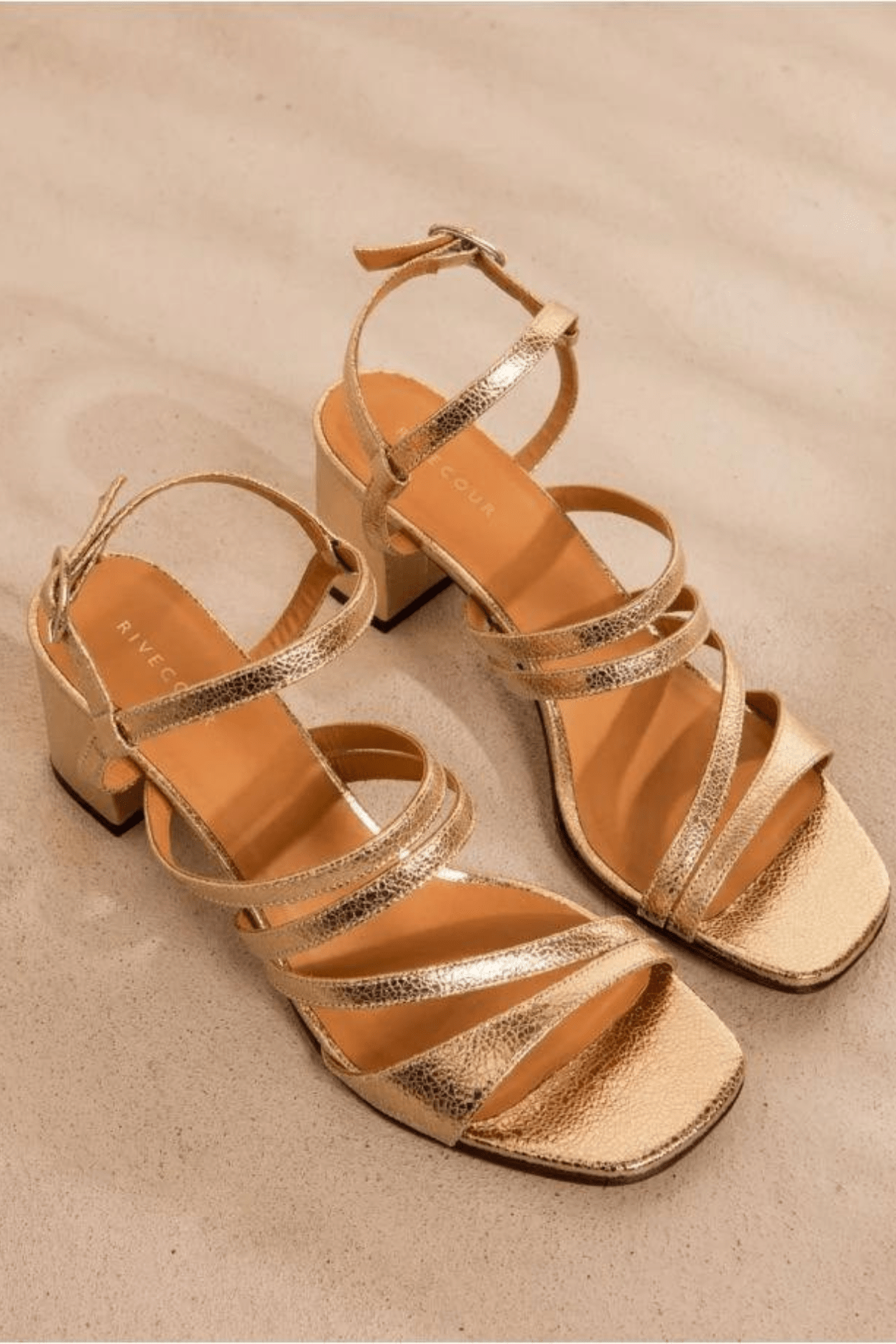 Rivecour sandales n°653 Gold - Des lignes graphiques et minimalistes - Nappa Maroquinerie