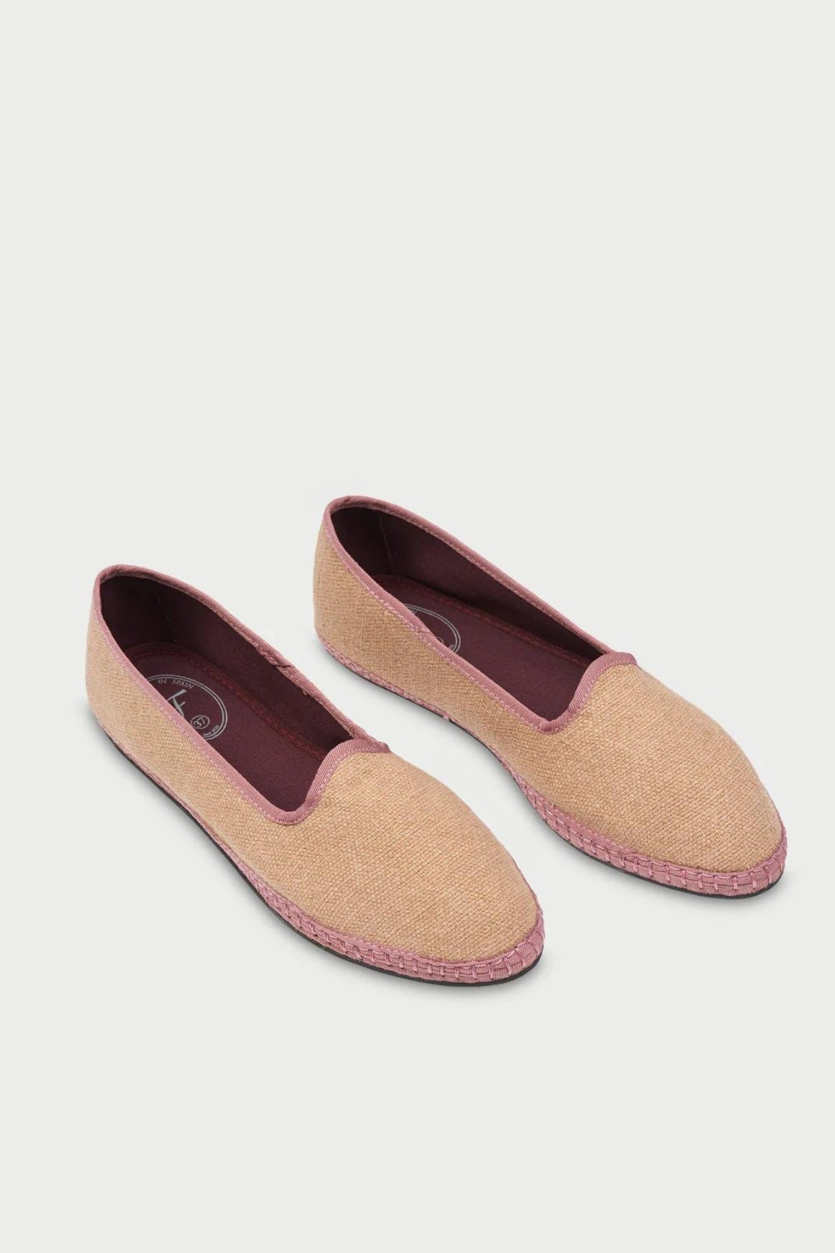 Espadrilles Joetta en lin vieilli naturel et rose clair - Flabelus