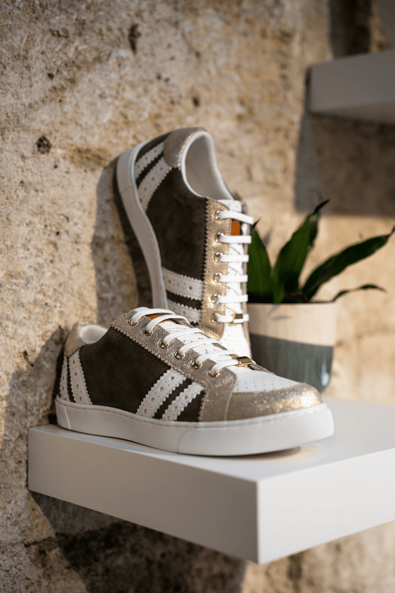 Les Trop ziennes Baskets Suzanne Kaki Nappa Maroquinerie