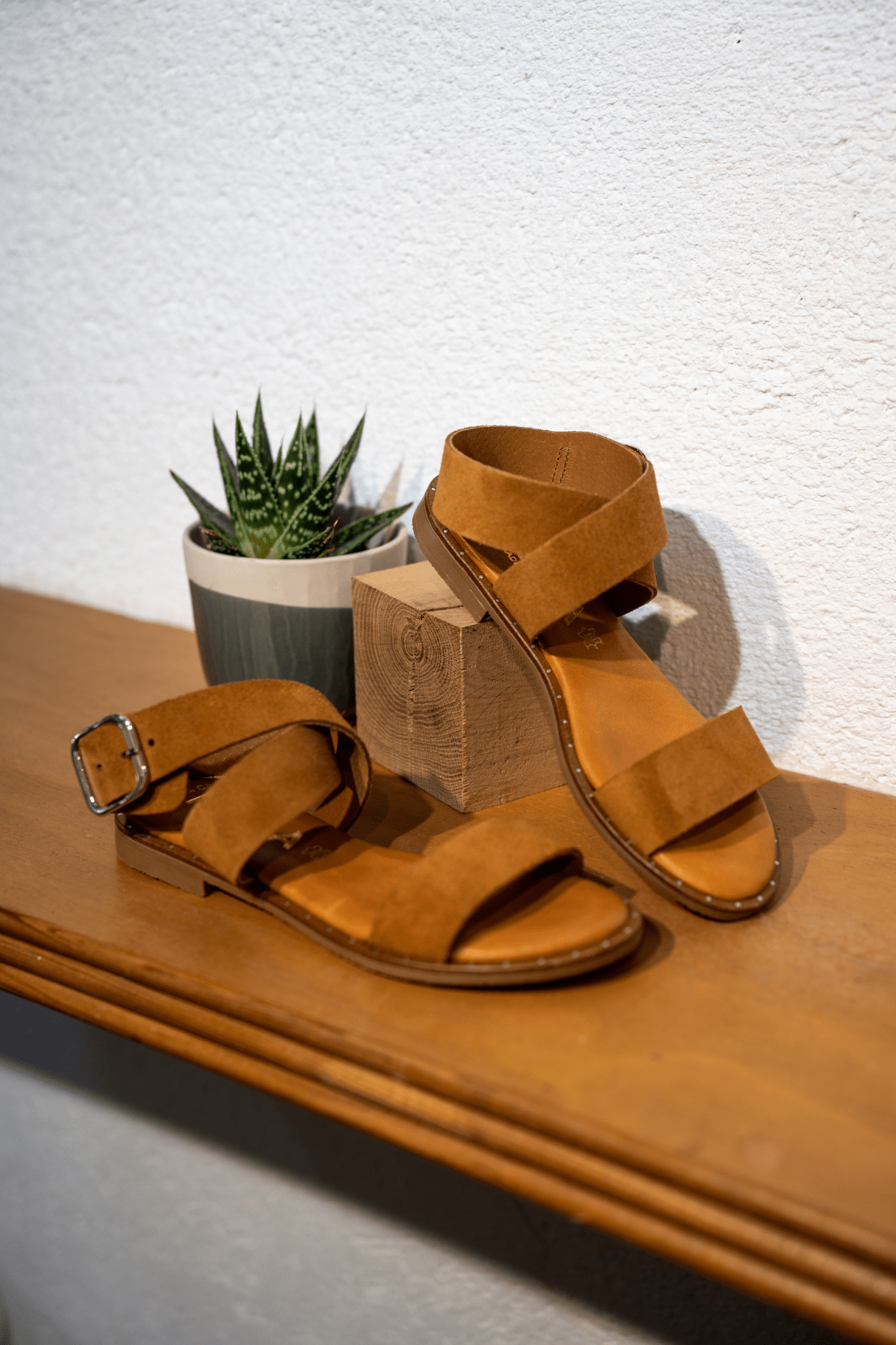 Kaola Sandales en cuir - modèle Ser Camel - Nappa Maroquinerie