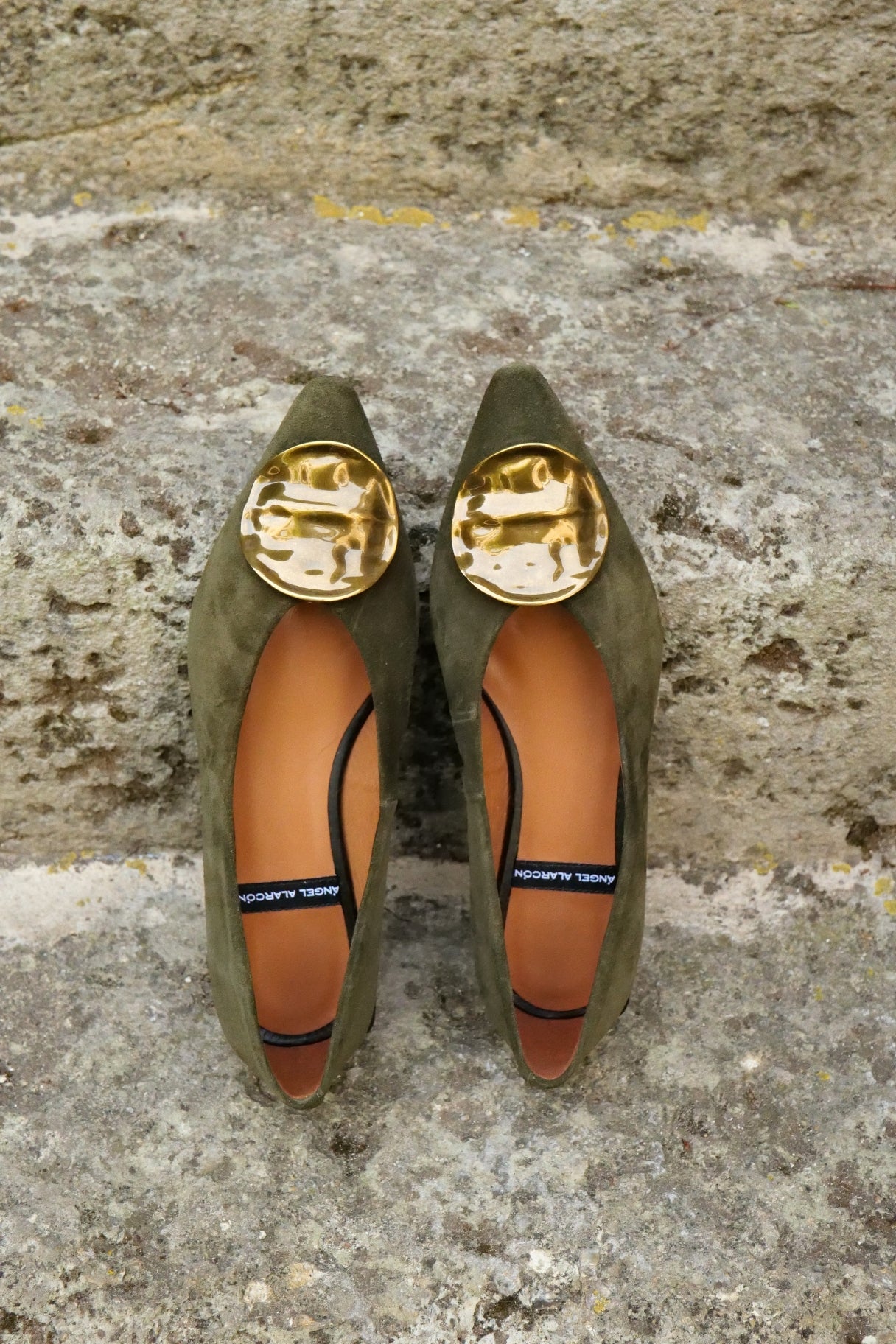 Ballerines Taya en cuir suédé vert foncé Ángel Alarcón