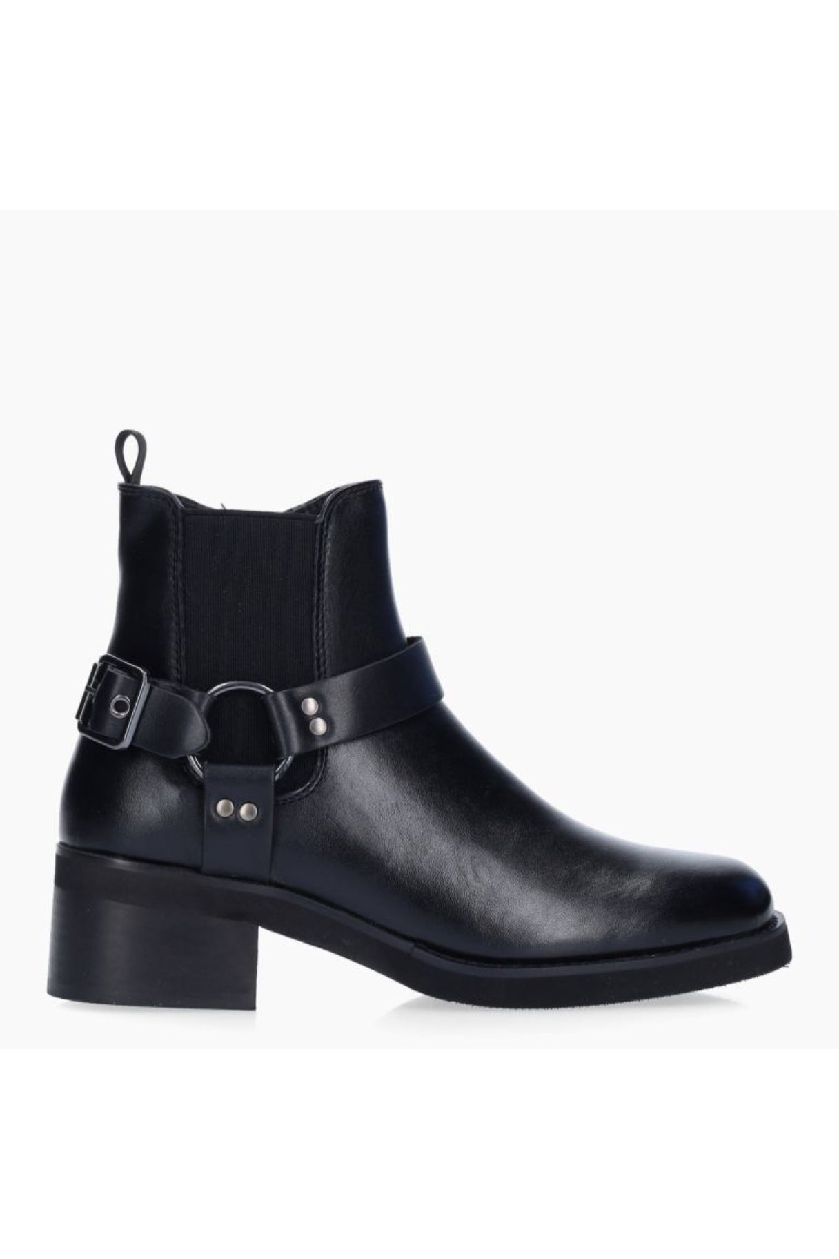 Bottines en cuir noir avec harnais - KEYS K9428