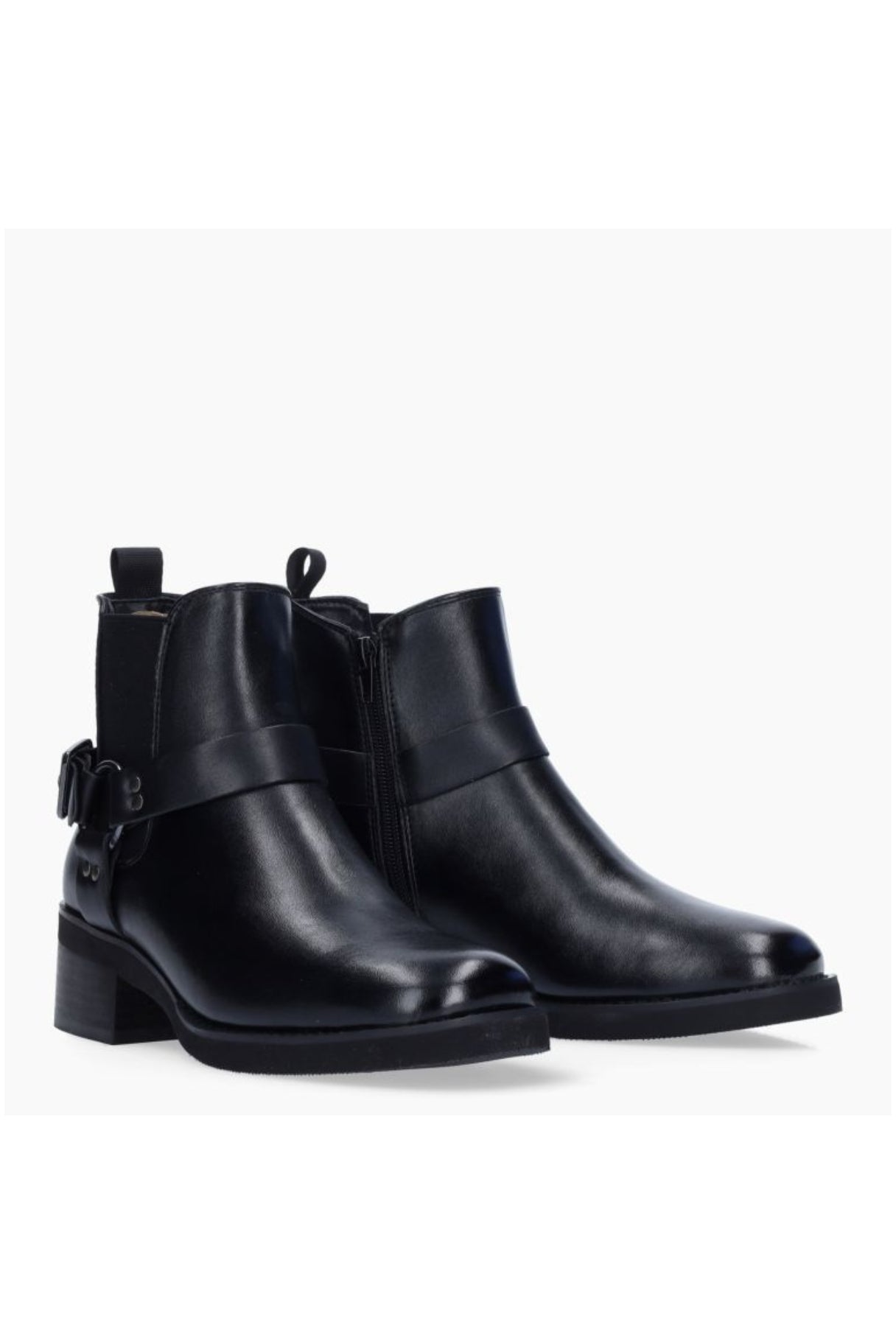 Bottines en cuir noir avec harnais - KEYS K9428