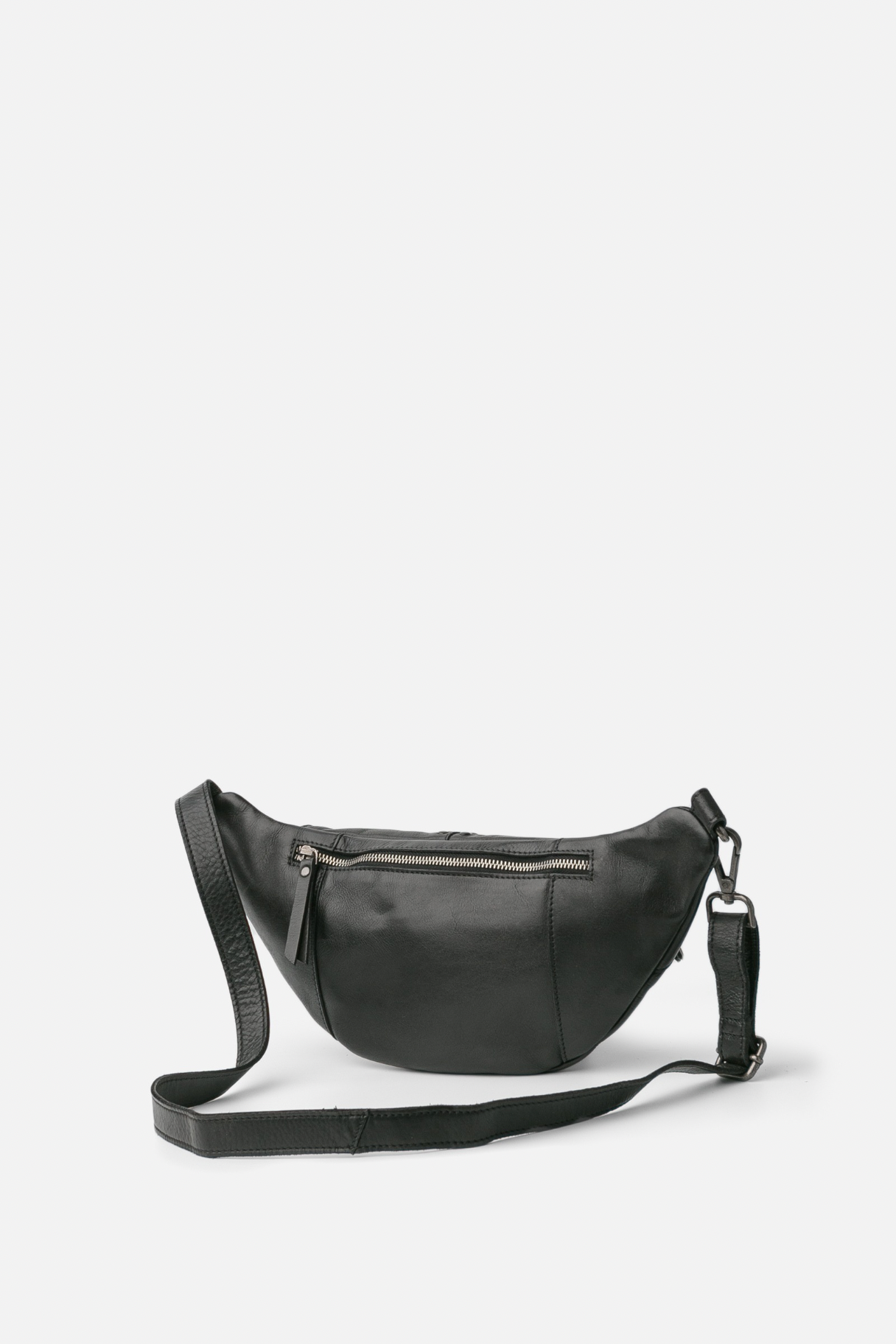 sac banane Heritage HAK5L en cuir noir zip arrière 
