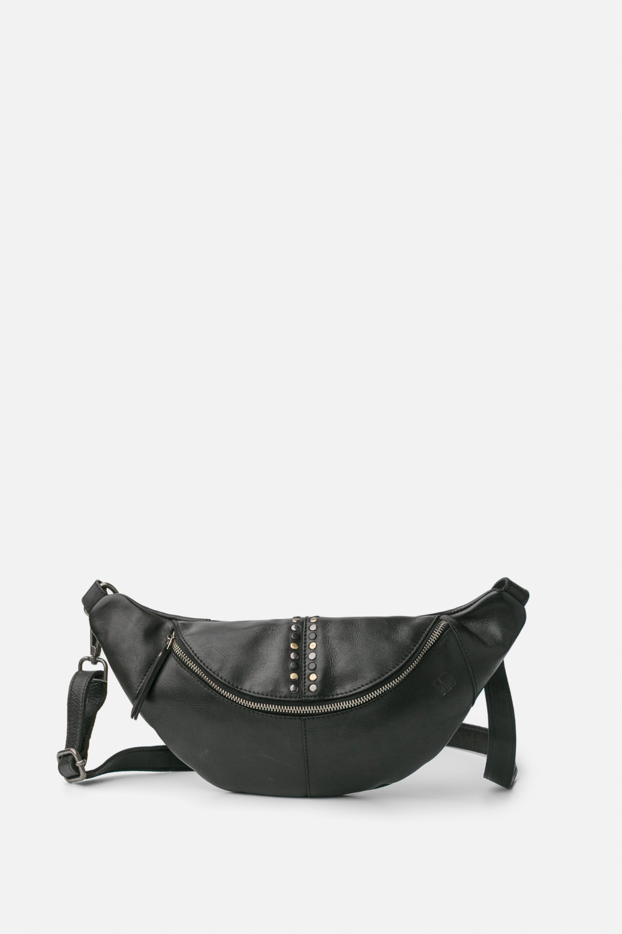 sac banane Heritage HAK5L en cuir noir avec clous décoratifs
