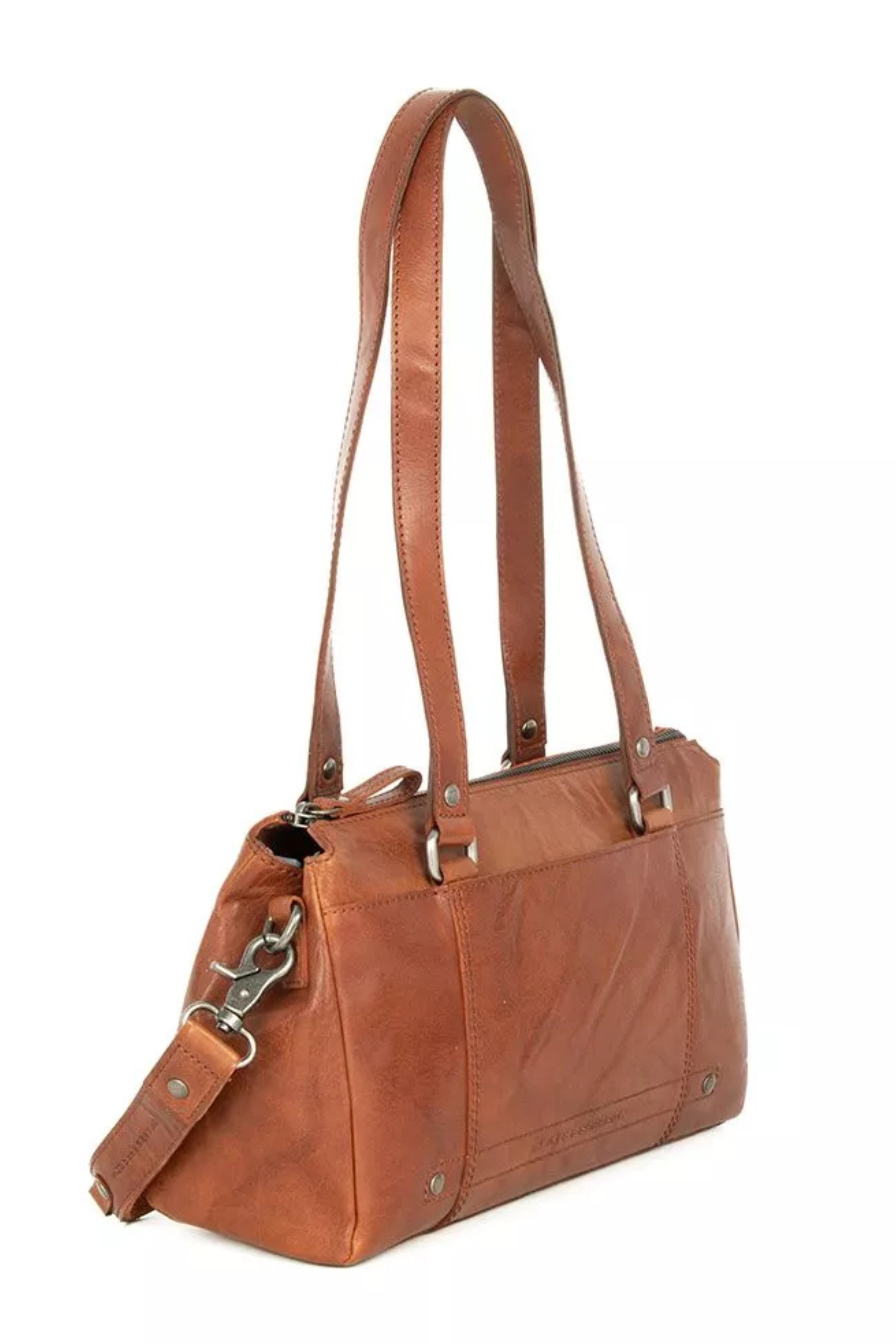 Sac Jeannine cuir camel vue de côté