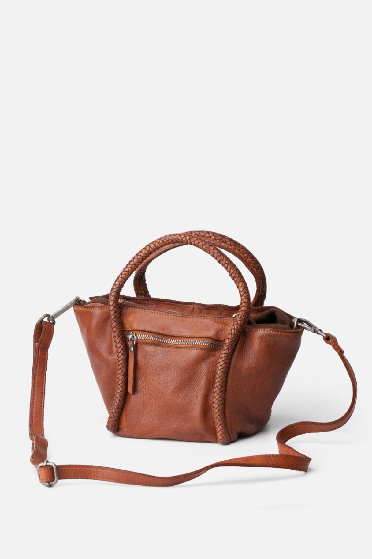 Mini sac en cuir tressé cognac Pullman - Nappa maroquinerie 