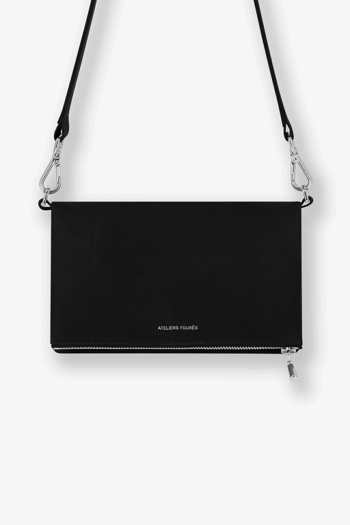 Pochette femme cuir noir Mycène Ateliers Fourès, made in France à Graulhet