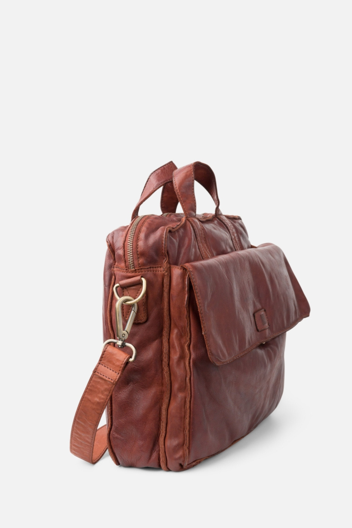 Porte-documents homme BIBA Alex ALE2L en cuir de vachette lavé, vue de profil