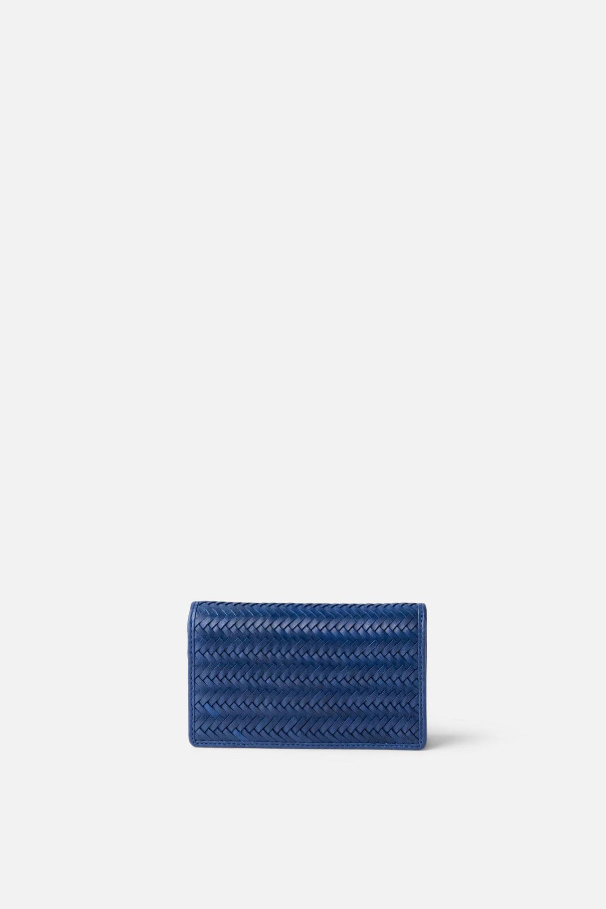 Porte-monnaie BIBA Perkins PAR13L en cuir tressé bleu marine, modèle compact à rabat