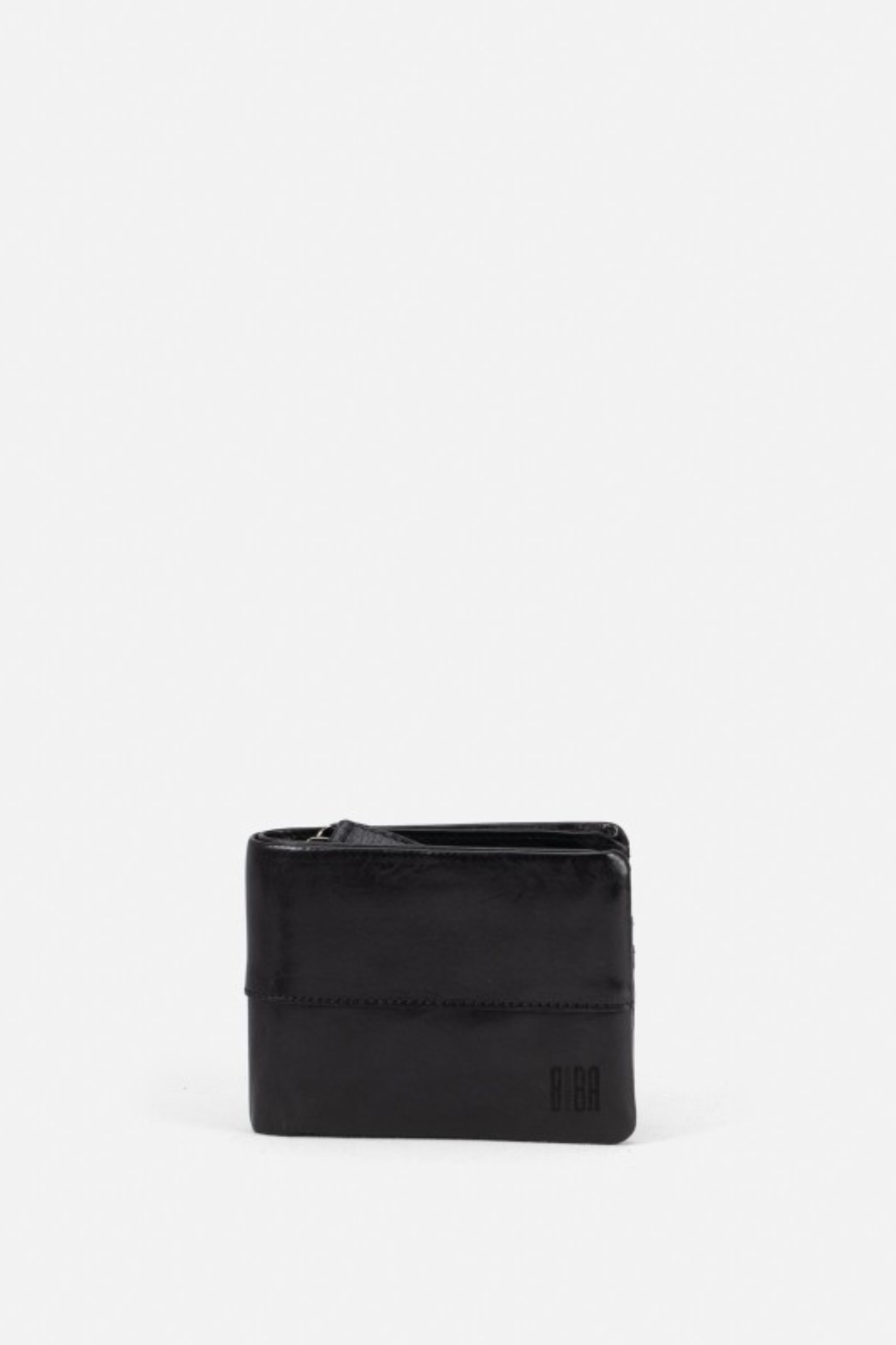 Portefeuille homme en cuir noir Gary Biba, format horizontal en cuir de vachette tanné végéta