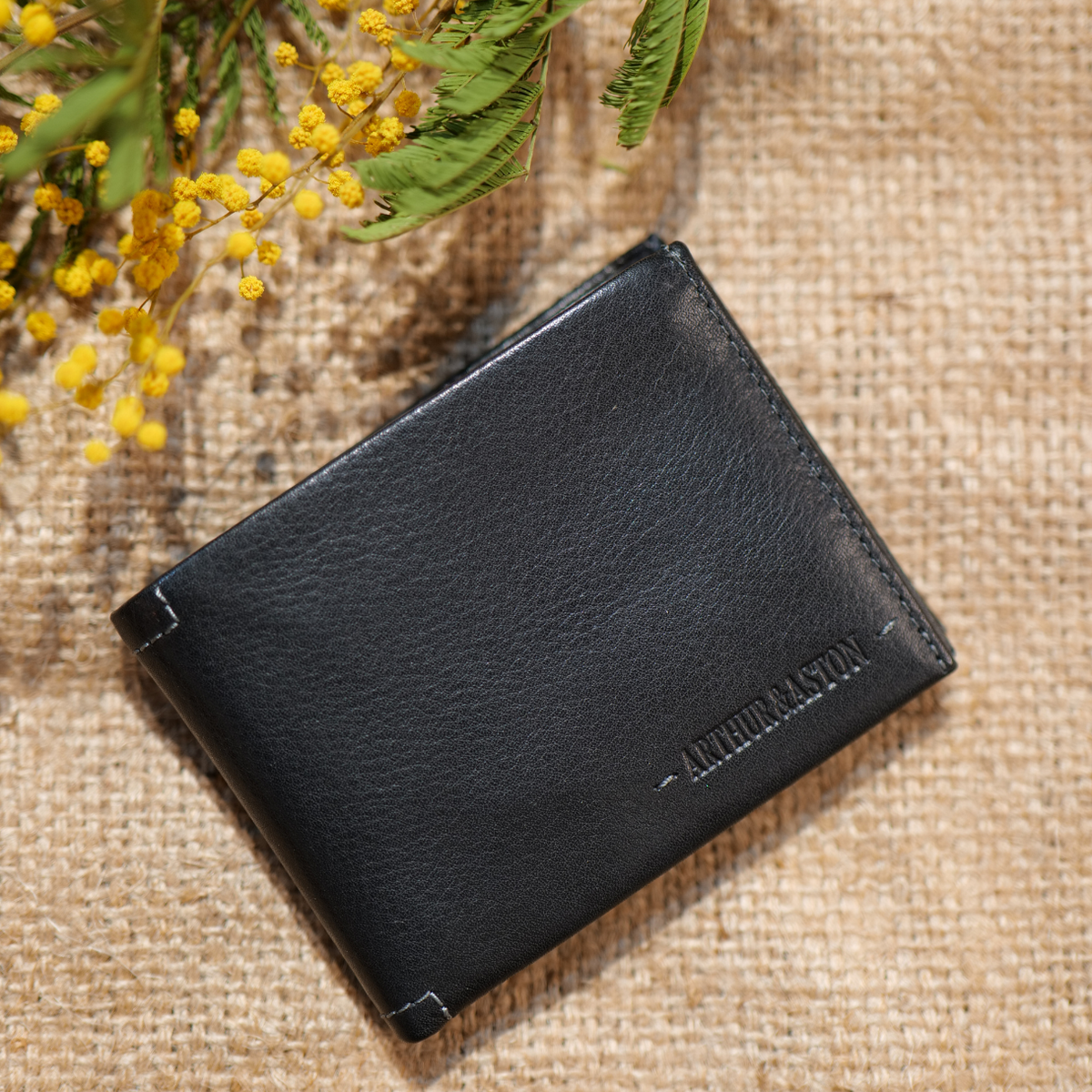 Portefeuille italien en cuir pour homme Arthur Aston Noir