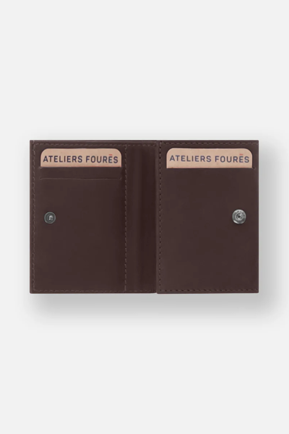 Intérieur du portefeuille Thasos avec 6 emplacements cartes en cuir aniline marron