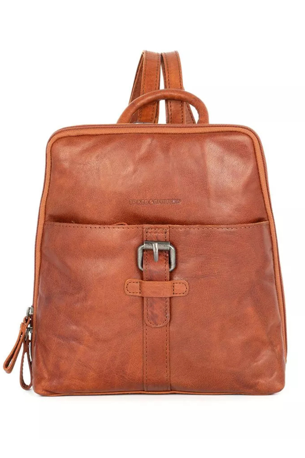 Sac à dos cuir Texas marron Spikes & Sparrow vue de face avec boucle métal