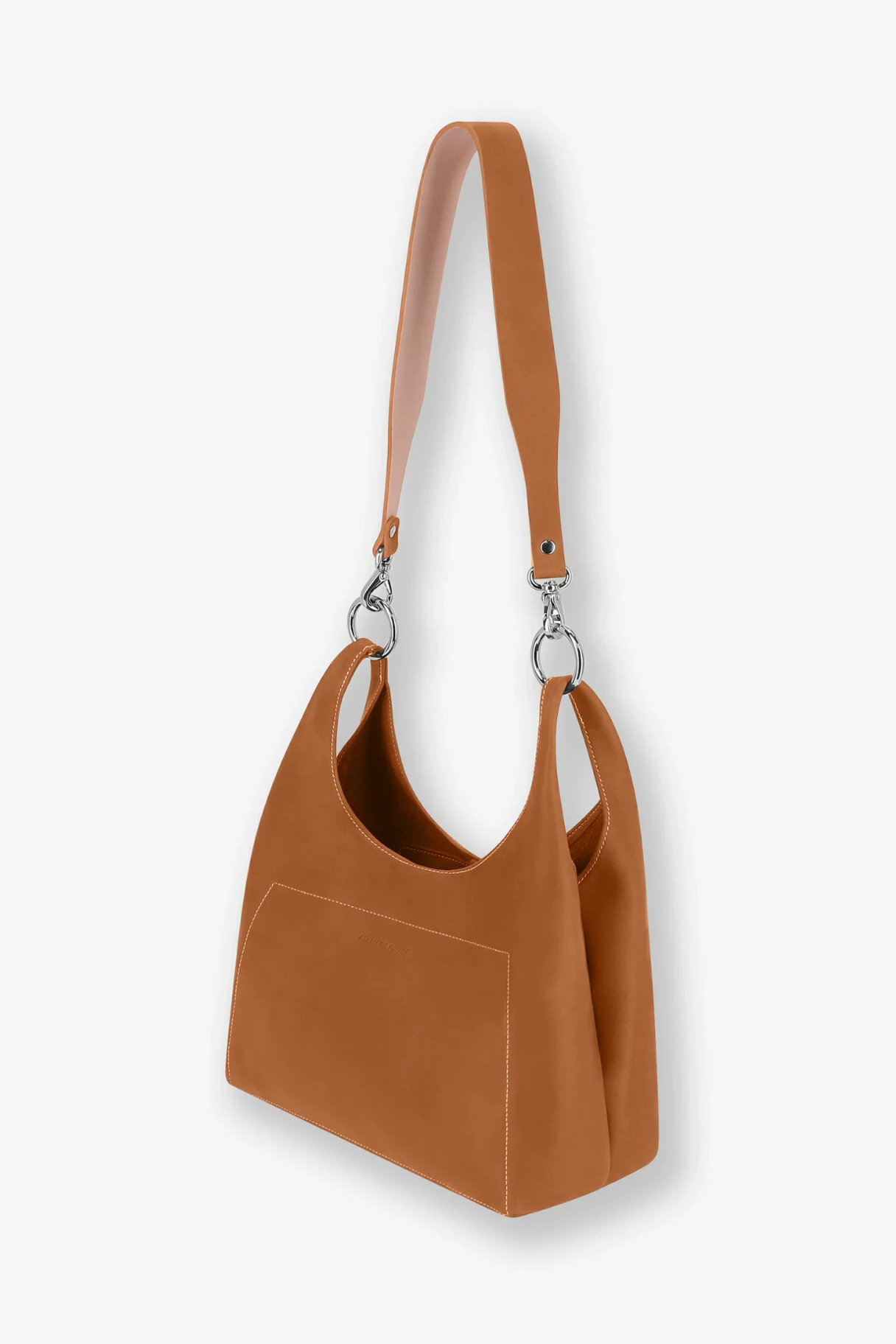 Sac à main femme Amazone en cuir pleine fleur aniline cognac vue trois quarts