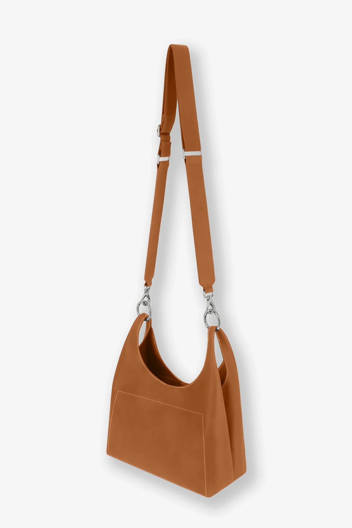 Sac à main femme cognac Amazone vue trois quarts avec bandoulière épaule en cuir