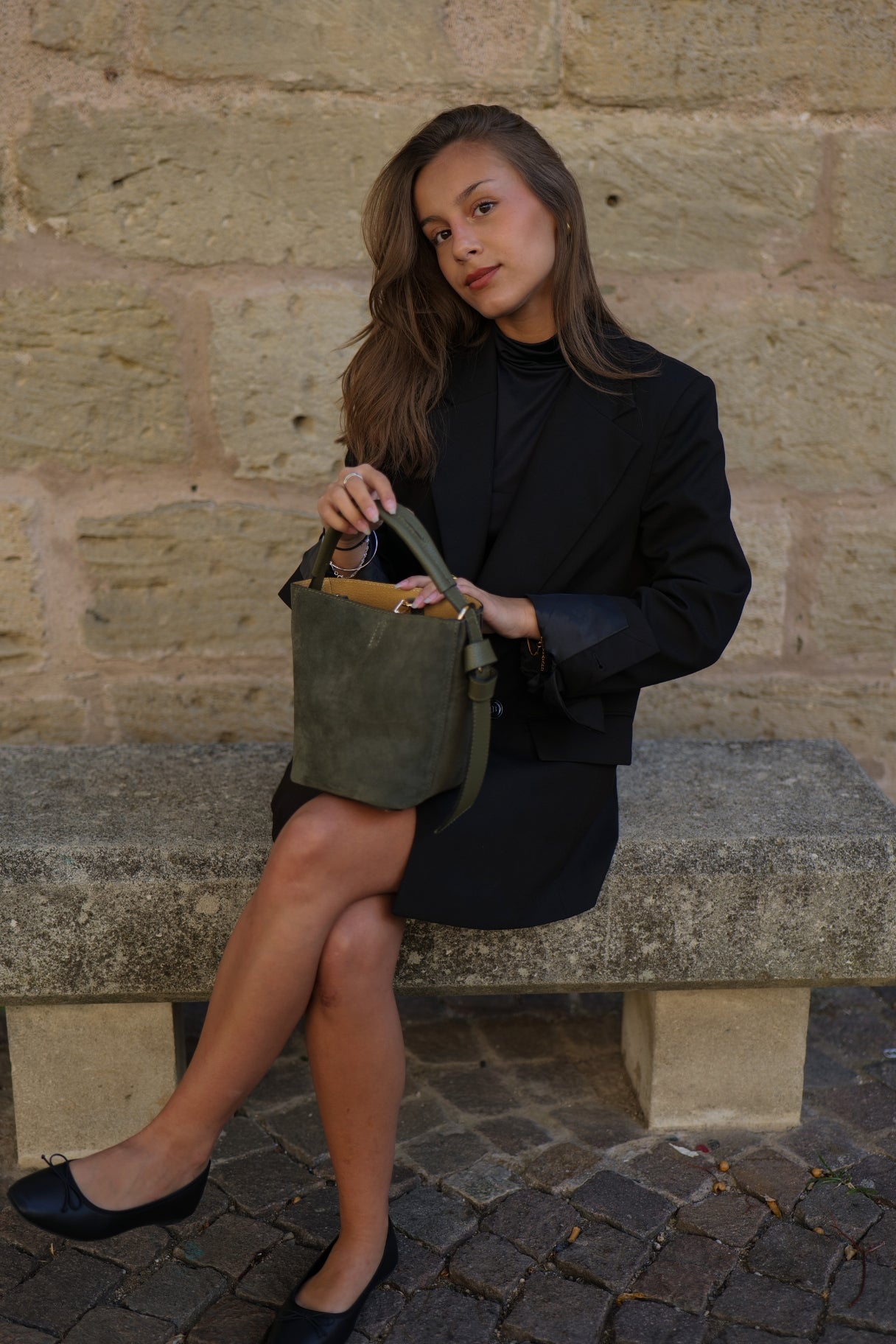 Sac Arlo - Sac sceau en cuir véritable suédé