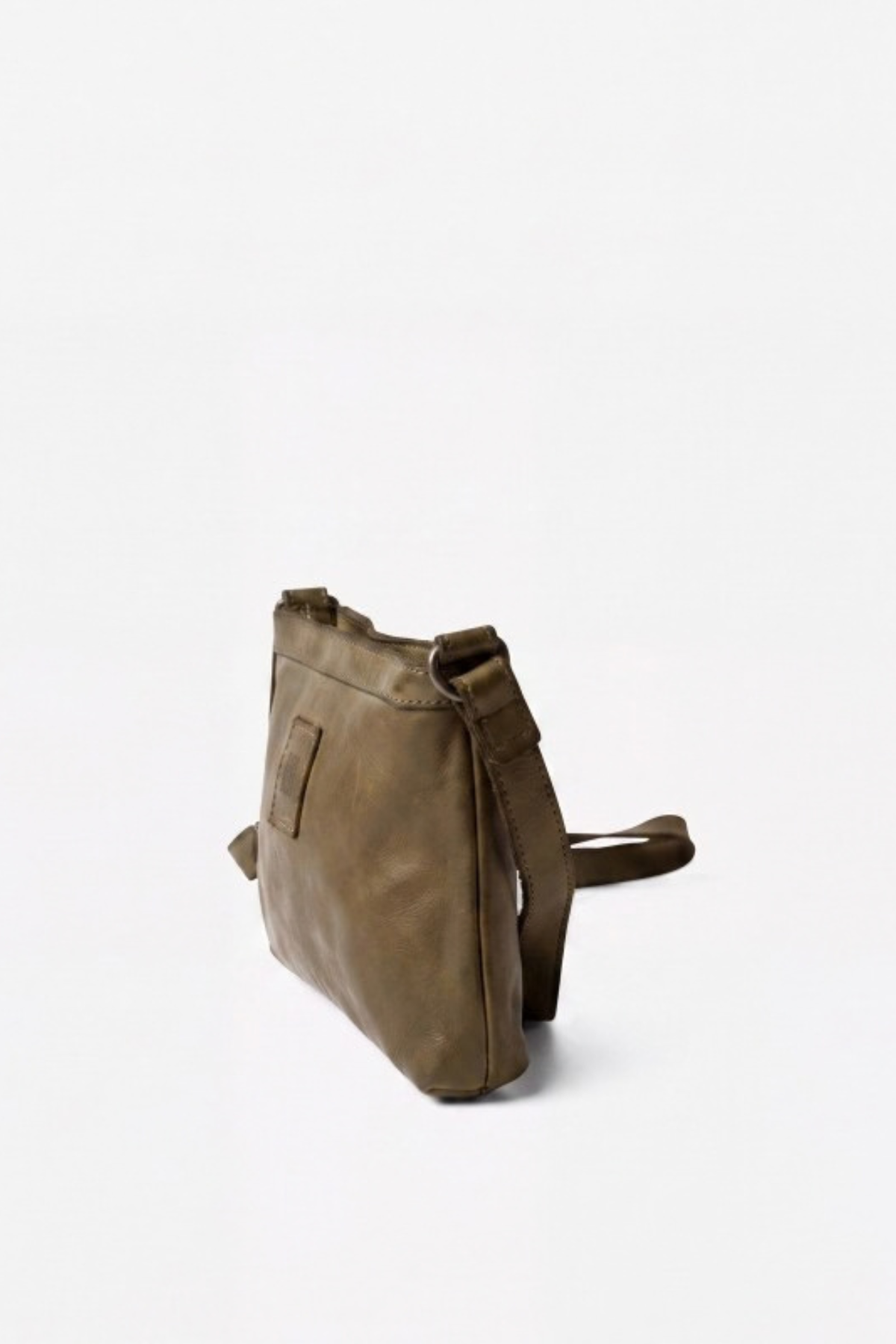 Mini sac Boston Mini Biba kaki vu de trois quarts, profondeur 3 cm