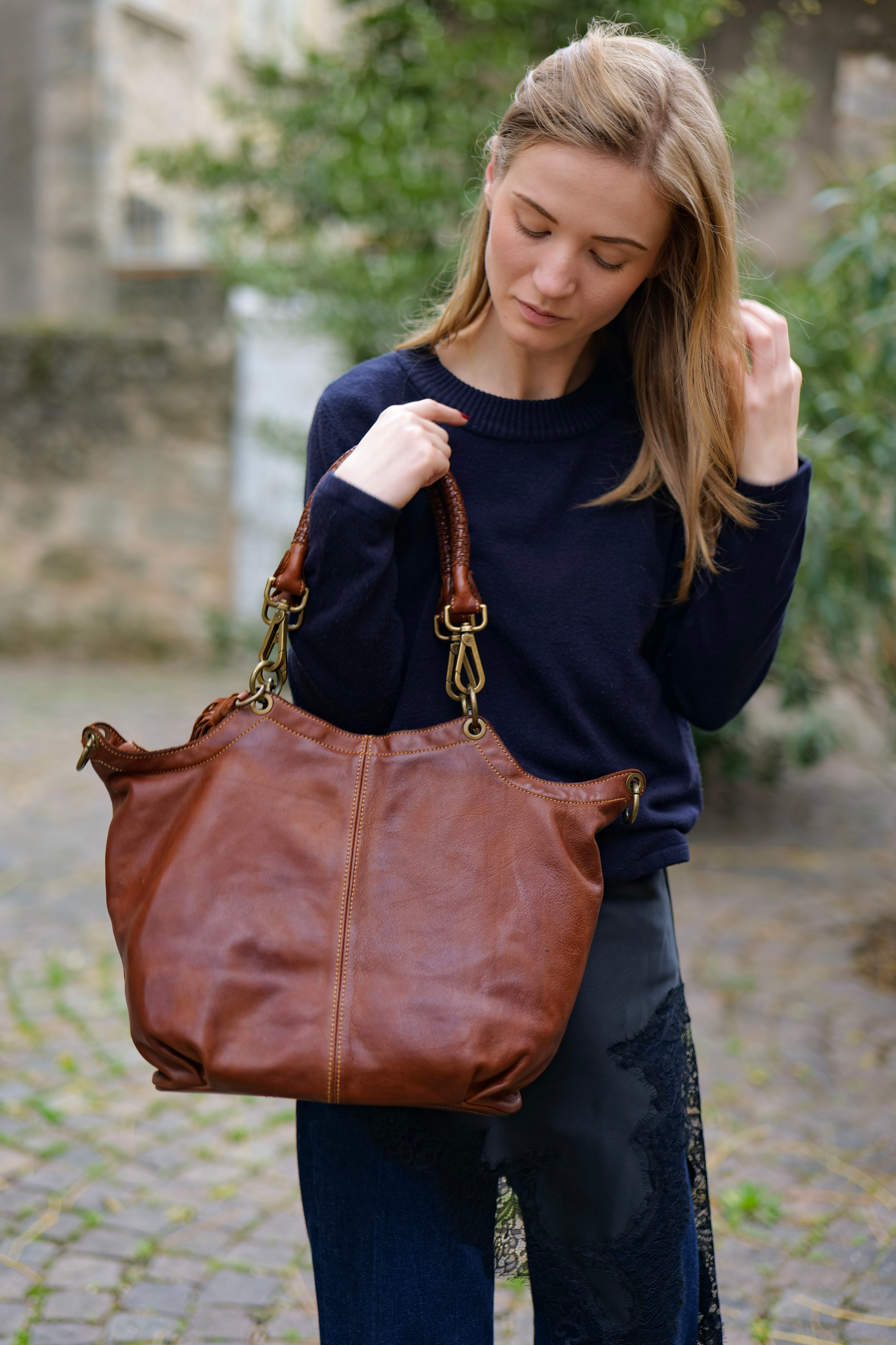 Grand sac cabas en cuir souple Bayside