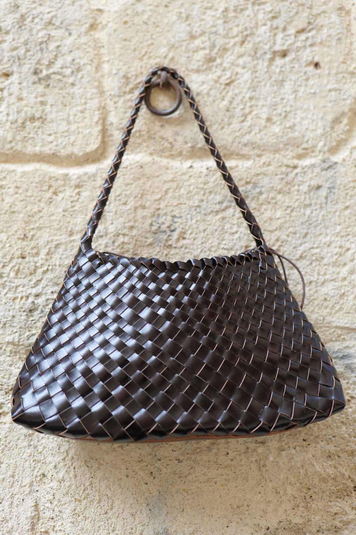 Sac en cuir tressé main Rosalie coloris chocolat