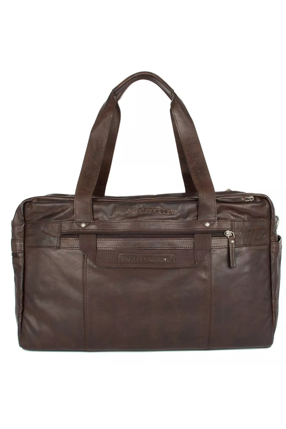 Sac de voyage week-end cuir Apache Brian Spikes & Sparrow vue de face avec poche zippée