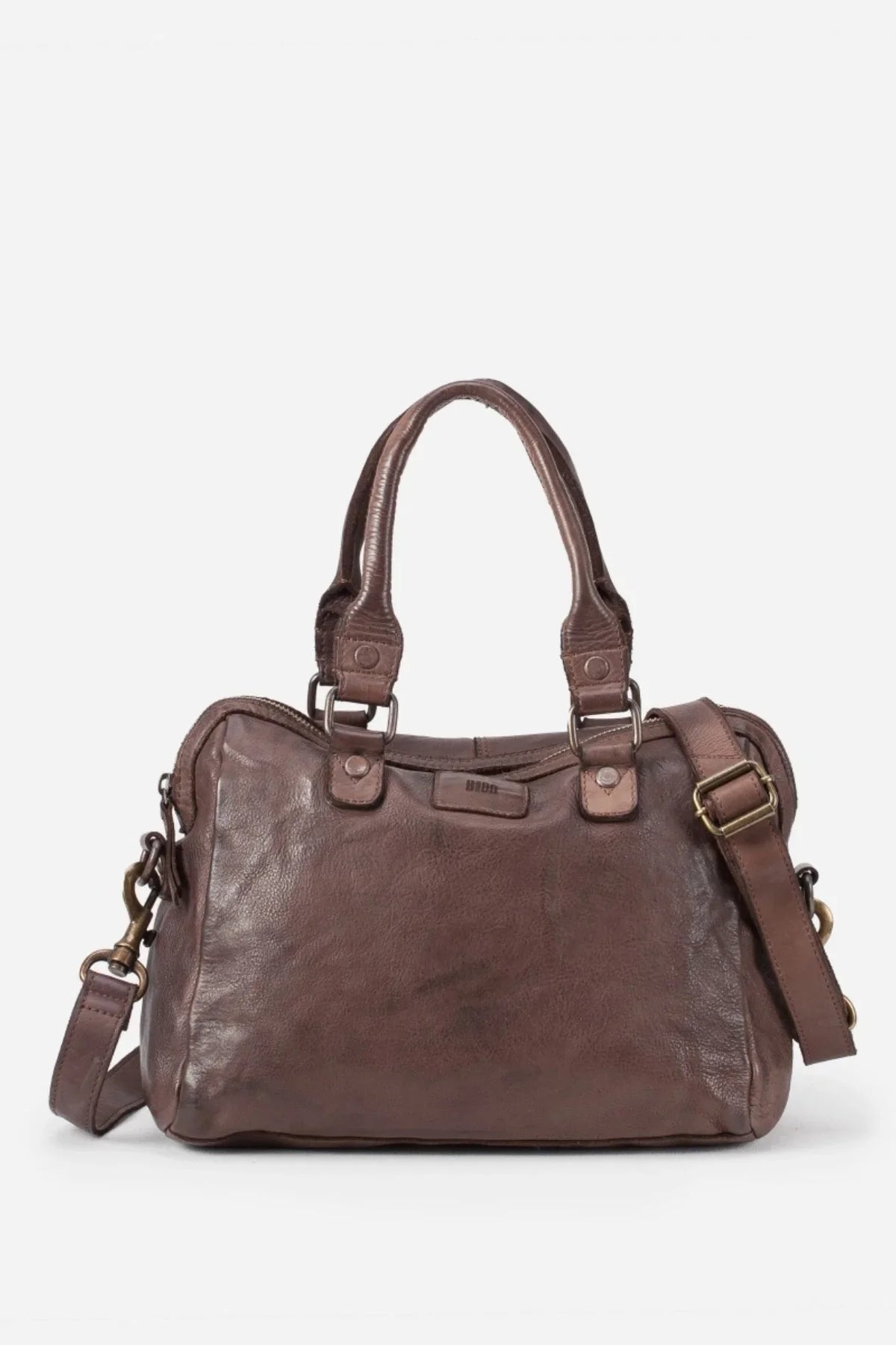 sac bowling en cuir lisse marron foncé