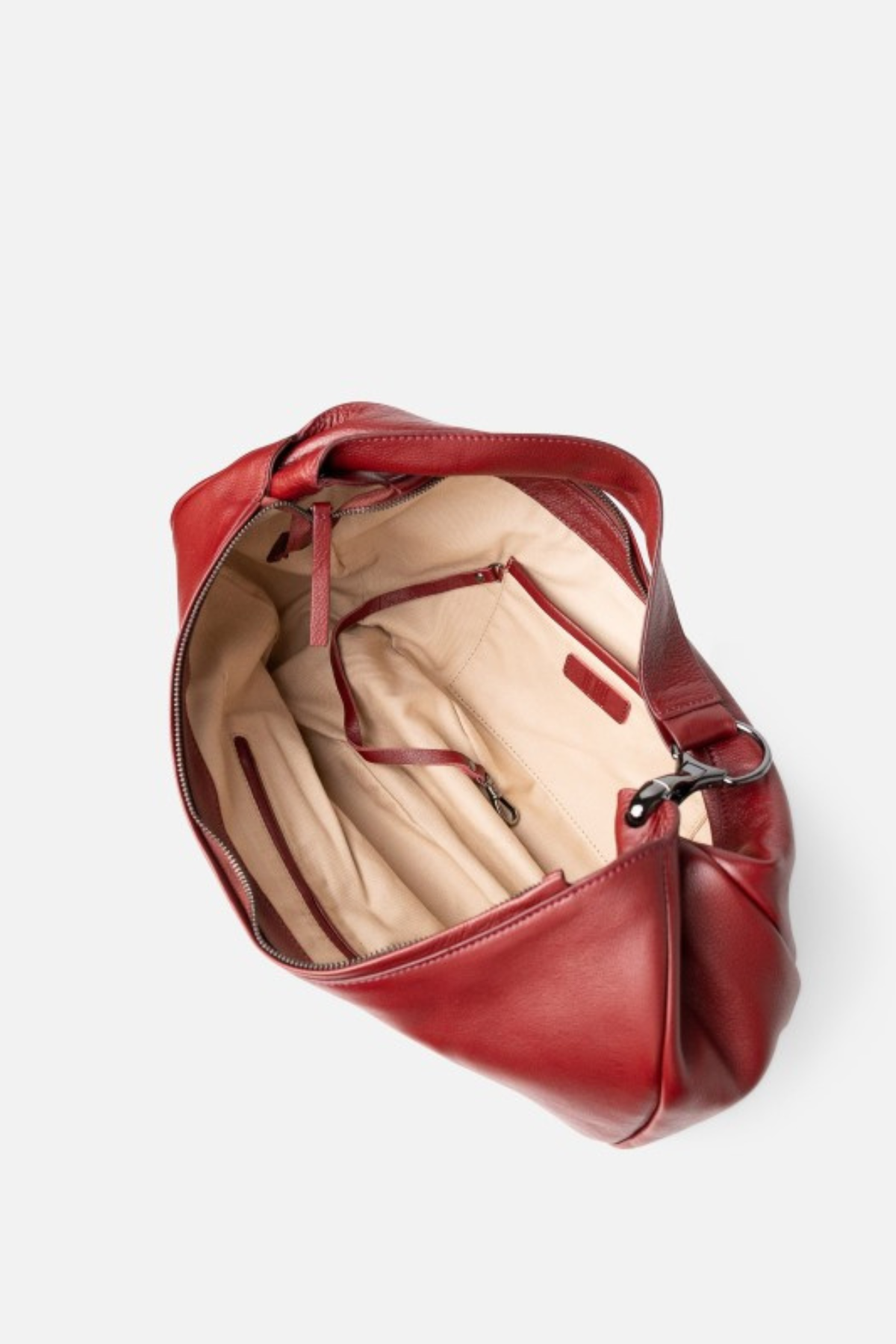 Intérieur du sac Jackpot Biba : porte-clés intégré, poche zippée et doublure coton écrue