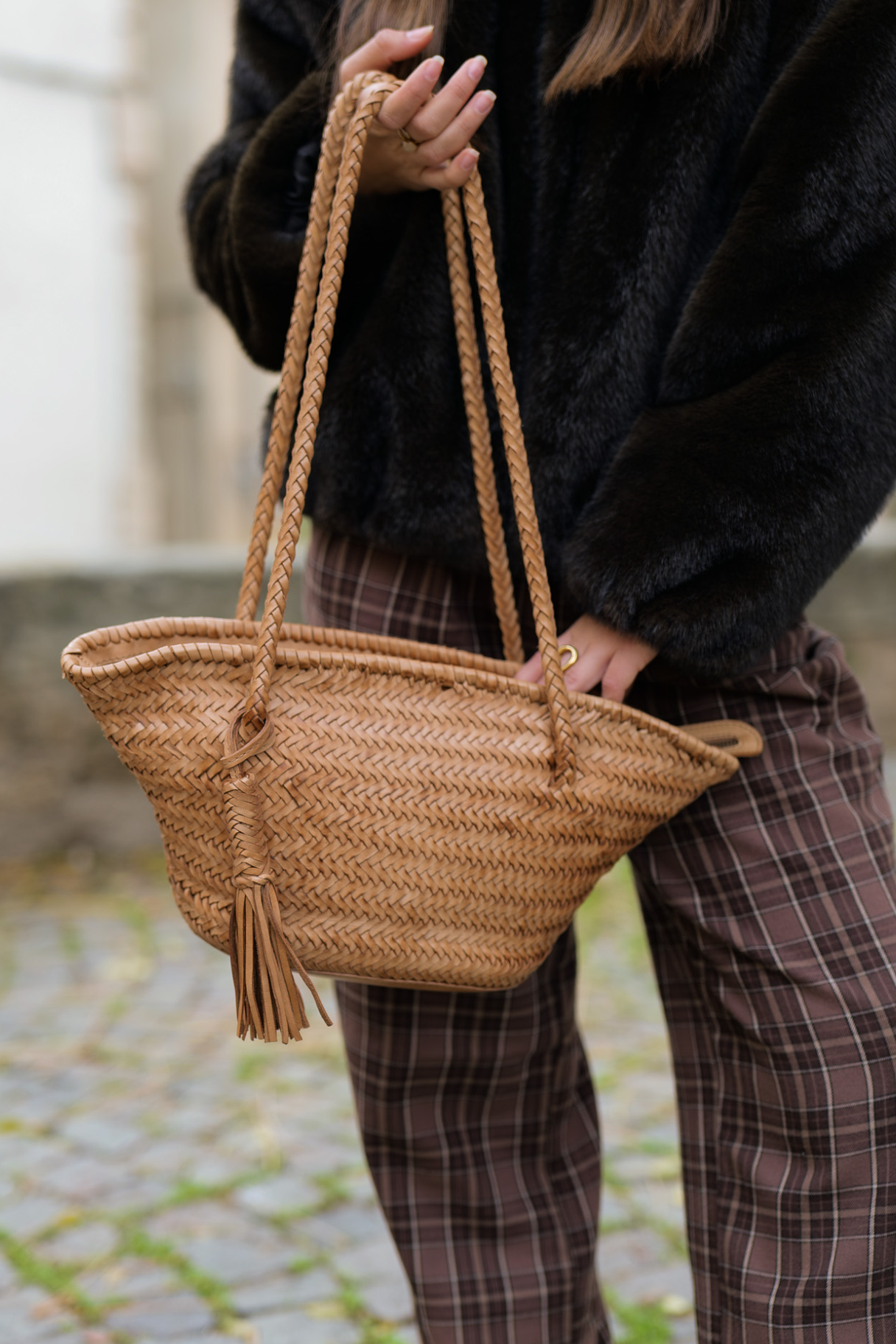 Sac panier en cuir tressé naturel BIBA Perkins PER14L