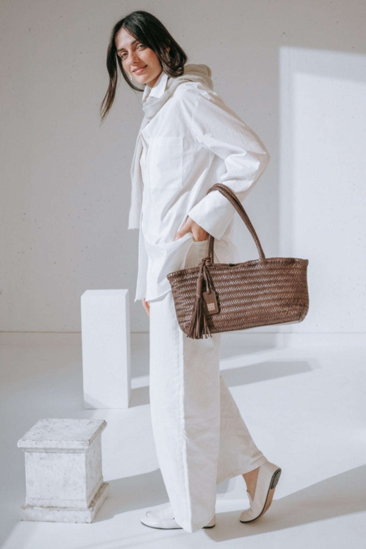 Sac baguette en cuir tressé Perkins PER10L