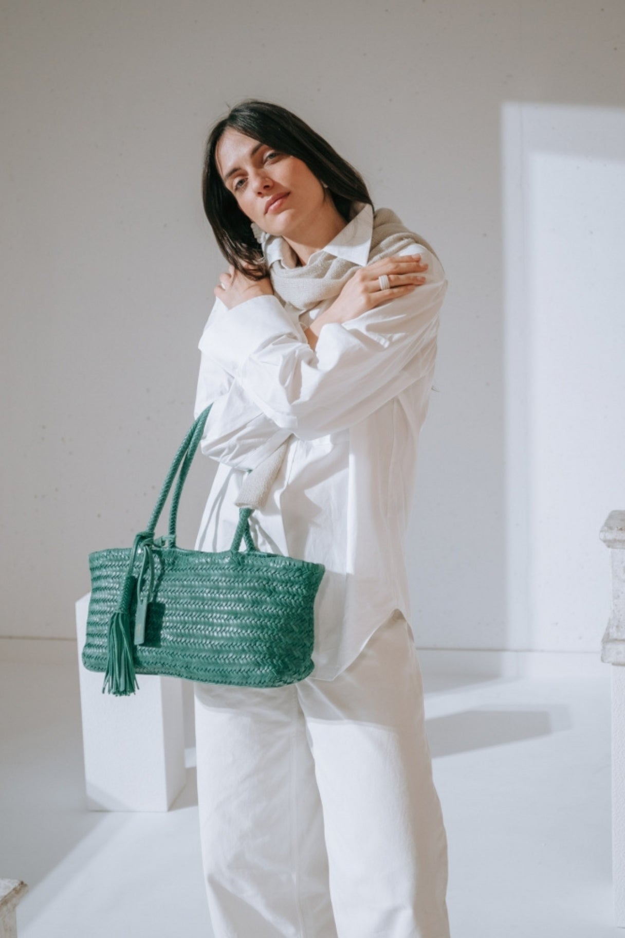 Sac baguette en cuir tressé Perkins PER10L