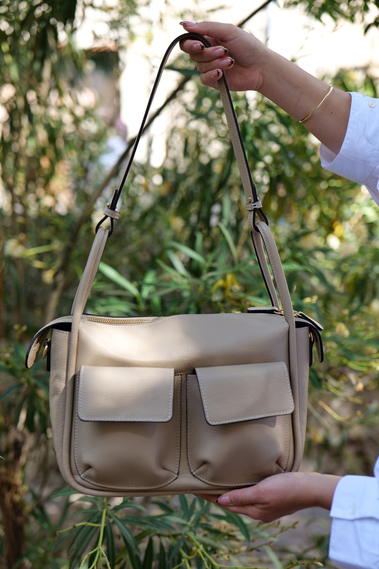 Urban - Sac à main en cuir grainé avec double poche avant