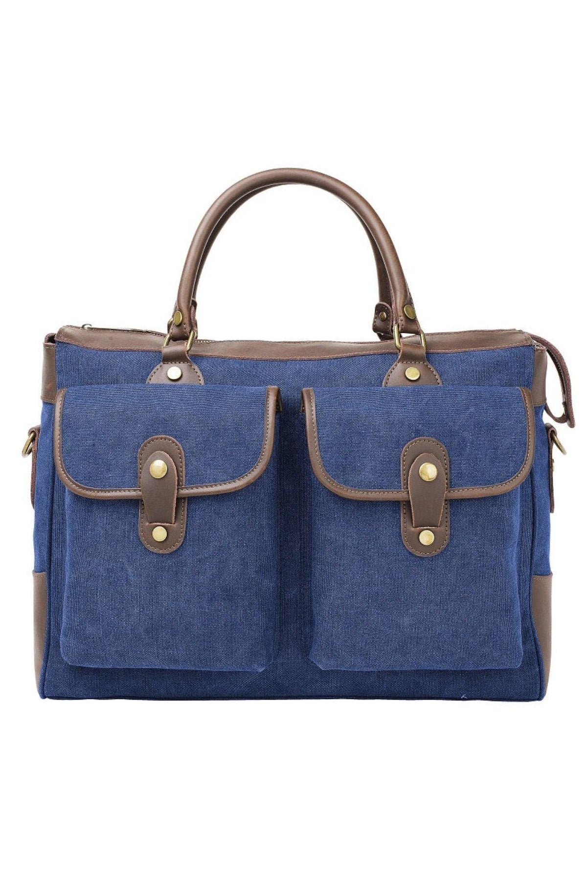 Sac week-end ZEDE Austerlitz en toile lavée bleu jean et cuir