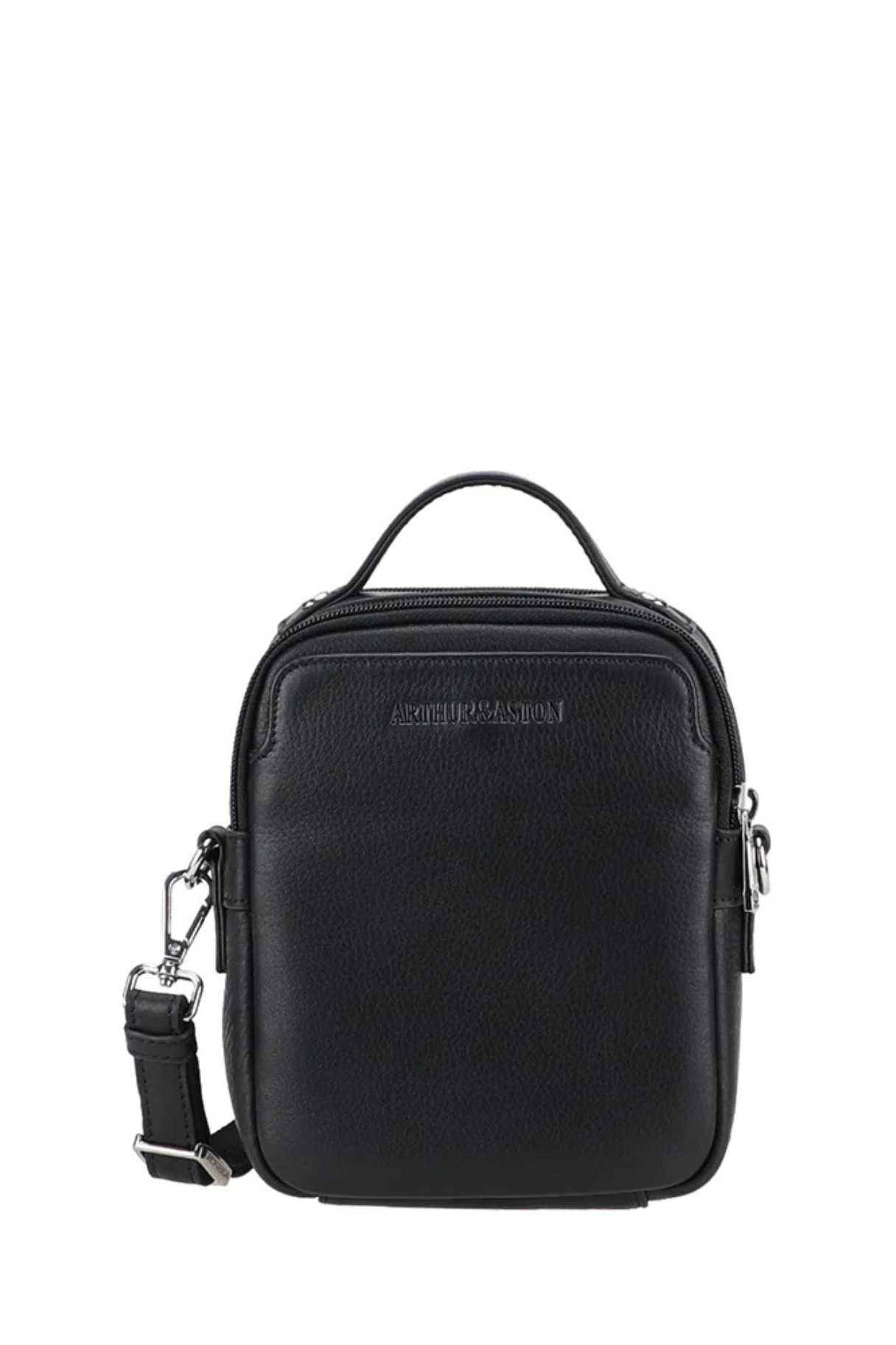 Sacoche travers S Ange Arthur & Aston en cuir pleine fleur noir