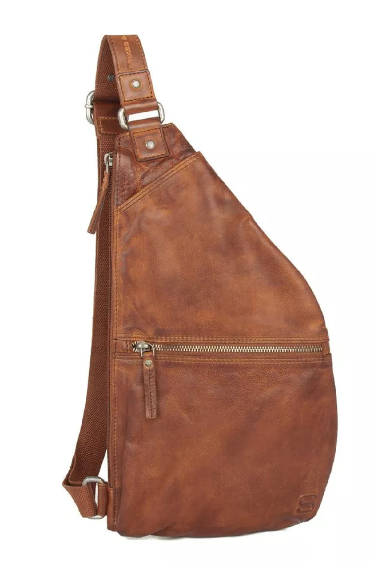 Sling bag homme cuir Reese brandy cognac Spikes & Sparrow vue de face