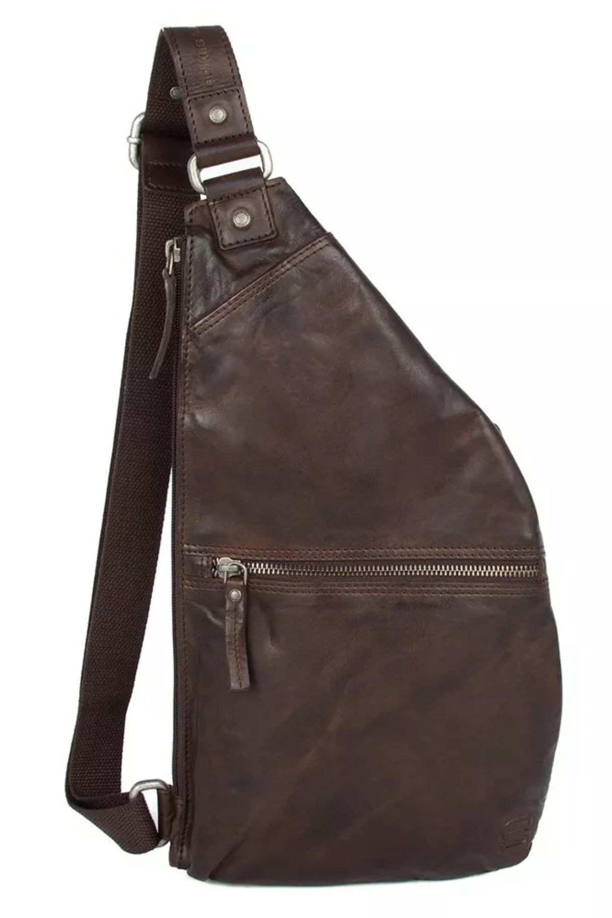 Sling bag homme cuir Reese marron foncé Spikes & Sparrow vue de face