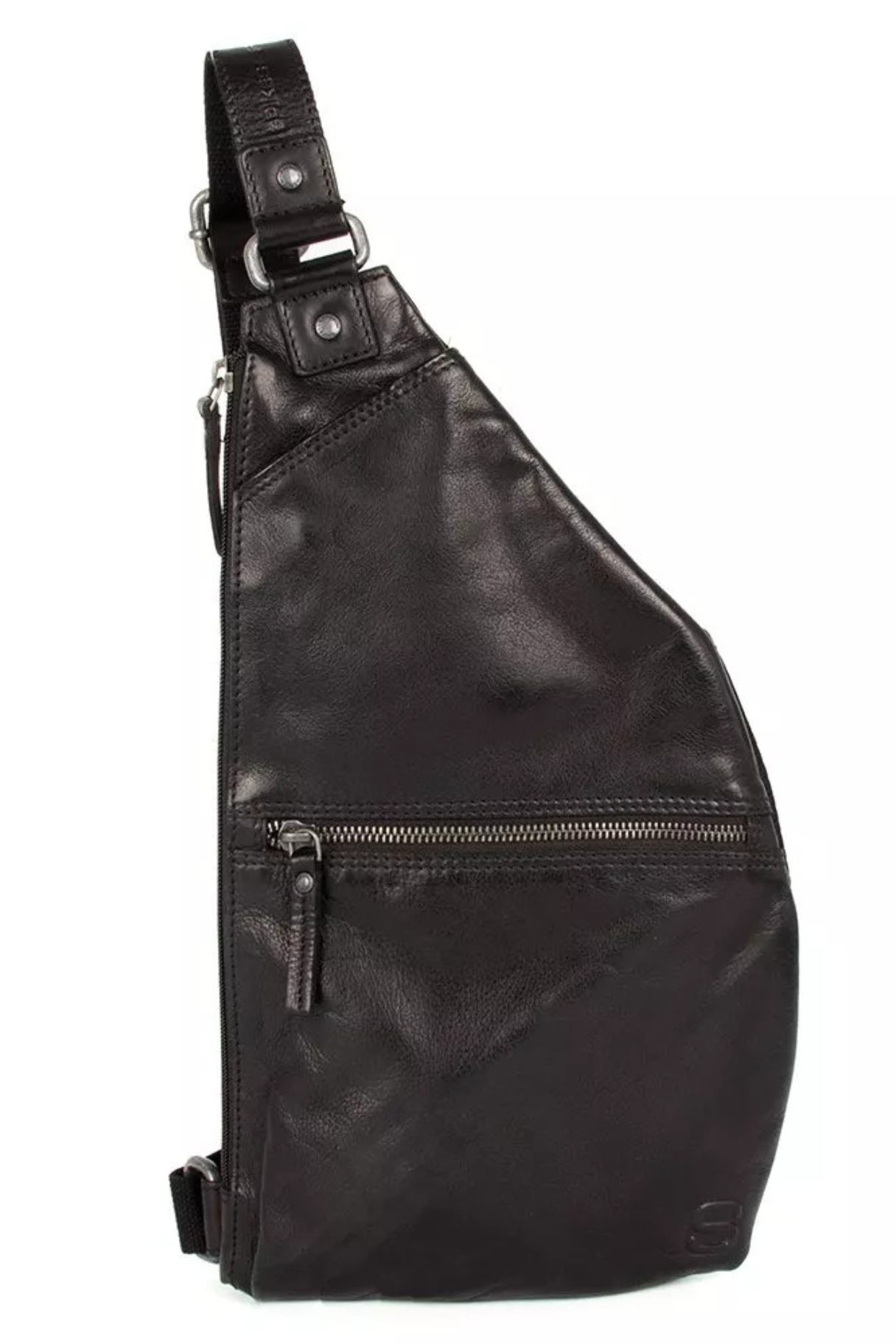 Sling bag homme cuir Reese noir Spikes & Sparrow vue de face